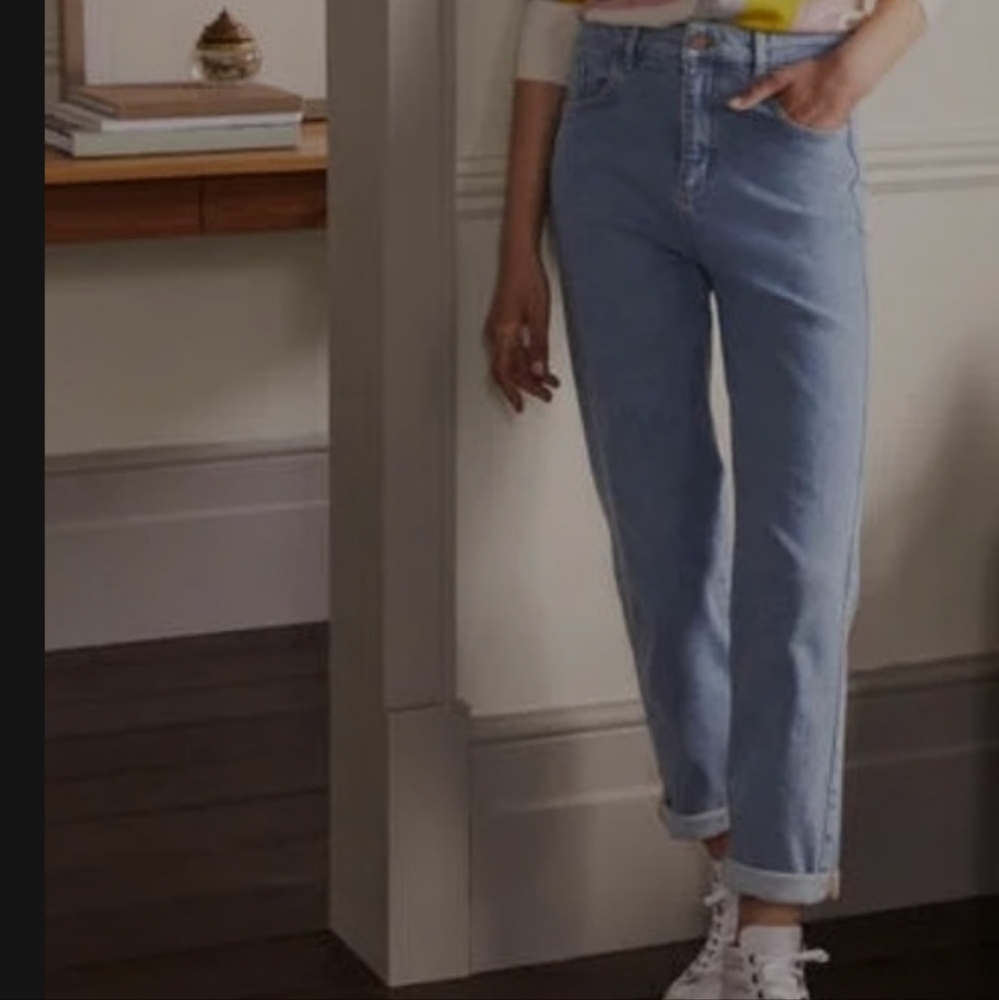 Boden high rise denim barrel leg jeans